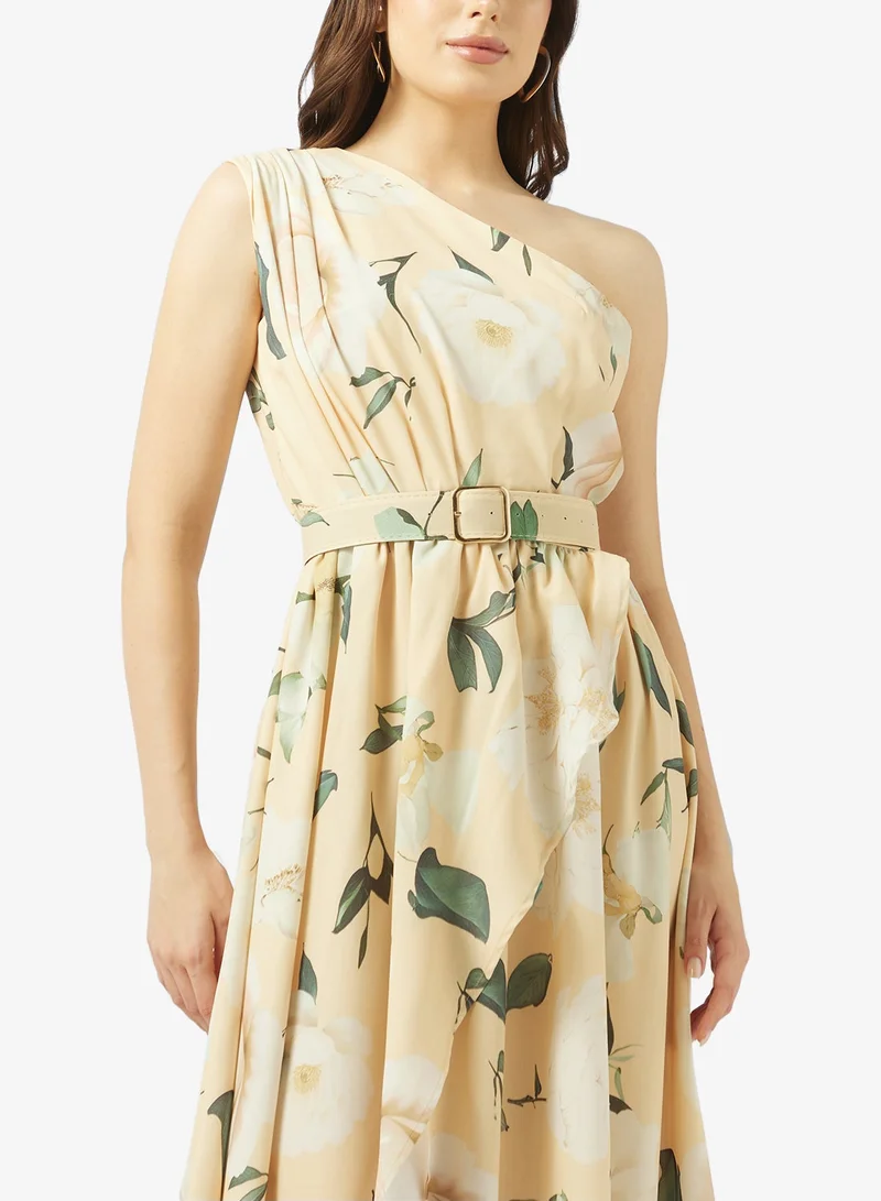 Ginger  One Shoulder Floral A Line Dress for Women | Best Price UAE